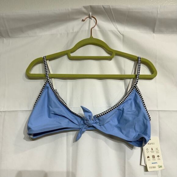 Lemlem Sky Blue Lena Tie Front Bikini Top Sz XL NWT - Picture 2 of 11